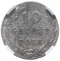 Купить 10 грошей (groszy) 1830 FH, монета для Польши в слабе ННР F12