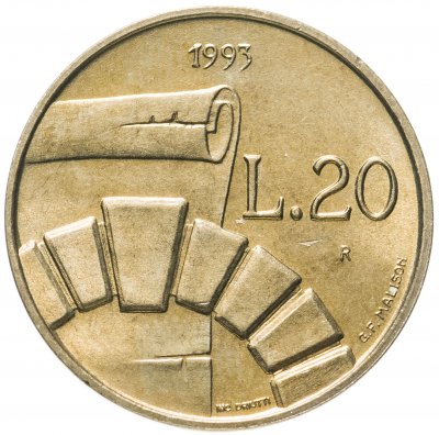 купить Сан-Марино 20 лир (lire) 1993