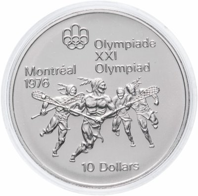 купить Канада 10 долларов (dollars) 1974 "XXI летние Олимпийские Игры, Монреаль 1976: Лакросс"