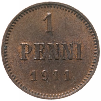 купить 1 пенни 1911, монета для Финляндии