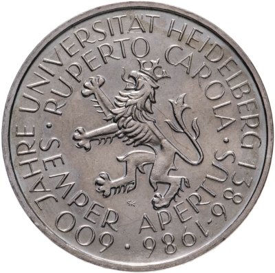 купить Германия 5 марок (deutsche mark) 1986 600 лет Гейдельбергскому университету