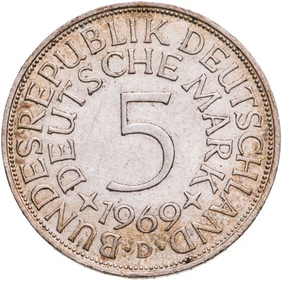купить Германия 5 марок 1969 "D"