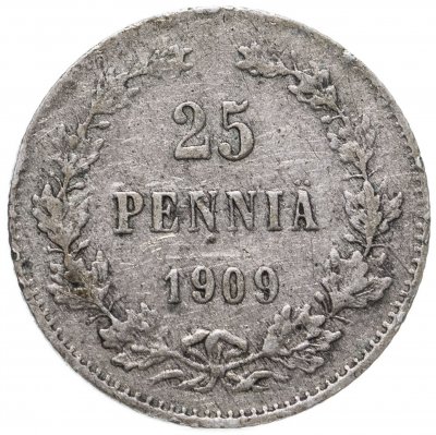 купить 25 пенни 1909 L, монета для Финляндии