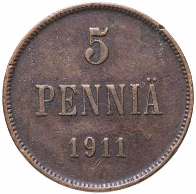 купить 5 пенни (pennia) 1911, монета для Финляндии