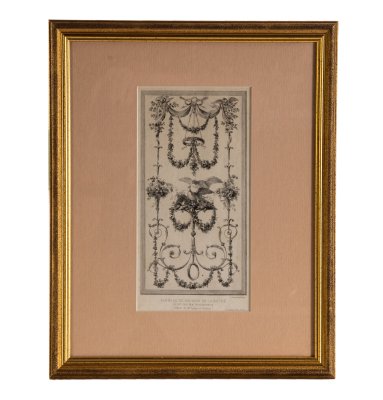 купить Гравюра "Panneau du boudoir de la Duthé" (эскиз панно для будуара Розали Дюте) в паспарту и застеклённой раме, художник Gerardus van Spaendonck (Жерар ван Спандонк), гравёр Léon Gaucherel (Леон Гошерель), бумага, печать (гравюра на металле), г. Париж, Франция, 1860-1890 гг.