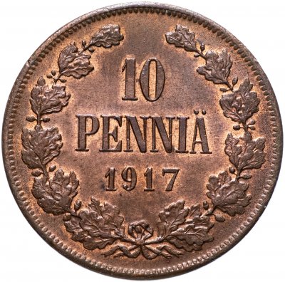 купить 10 пенни 1917, монета для Финляндии, орел без корон