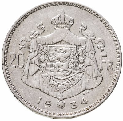 купить Бельгия 20 франков (francs) 1934