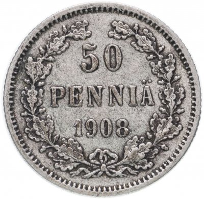 купить 50 пенни (pennia) 1908 L, монета для Финляндии