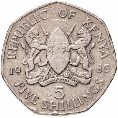 купить Кения 5 шиллингов (shillings) 1985