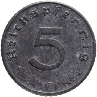 купить Германия, Третий рейх 5 рейхспфеннигов (reichspfennig) 1943, знак монетного двора: "D" - Мюнхен