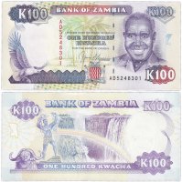 купить Замбия 100 квача 1991 (Pick 34a)