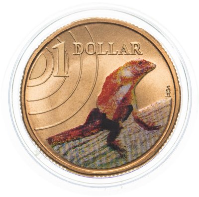 купить Австралия 1 доллар 2009 "Животные - плащеносная ящерица" блистер