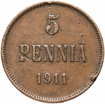 купить 5 пенни (pennia) 1911, монета для Финляндии