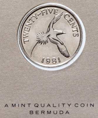 купить Серия "Птицы на монетах мира" - Бермуды 25 центов (cents) 1981 (в буклете)