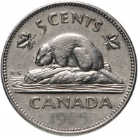 Купить Канада 5 центов (cents) 1965-1978 молодая королева (крупный портрет)
