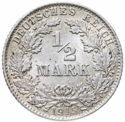купить Германия 1/2 марки 1915"D"