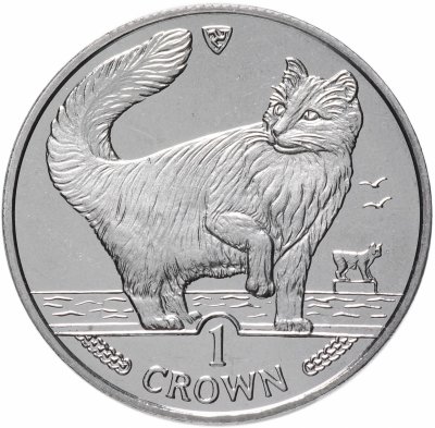 купить Остров Мэн 1 крона (crown) 1991 "Кошки - Норвежская лесная кошка"