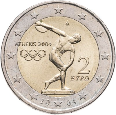 купить Греция 2 евро (euro) 2004 "XXVIII Летние олимпийские игры 2004 года в Афинах - Дискобол"