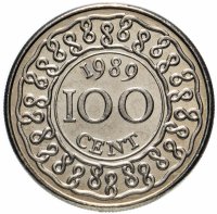 Купить Суринам 100 центов (cents) 1989
