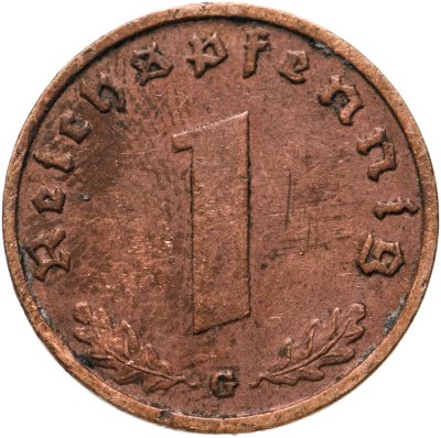 купить Германия (Третий рейх) 1 рейхспфенниг (reichspfennig) "G" 1938