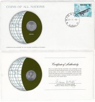 купить Серия «Монеты всех стран мира» - Руанда 1 франк (franc) 1977 (монета и 1 марка в конверте)