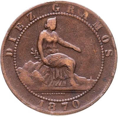 купить Испания 10 сентимо (centimos) 1870