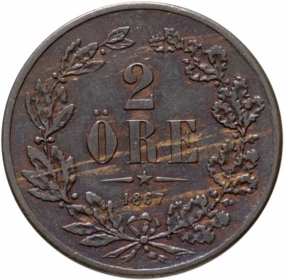 купить Швеция 2 эре (ore) 1867