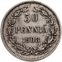 купить 50 пенни (pennia) 1908 L, монета для Финляндии
