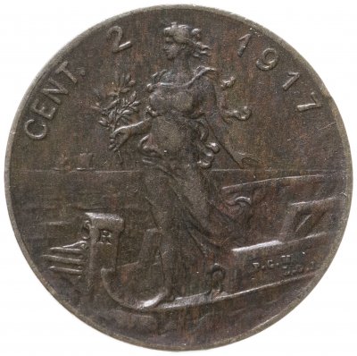 купить Италия 2 чентезимо (centesimi) 1917