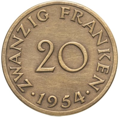 купить Саар 20 франков (francs) 1954