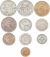 Купить Маврикий набор из 10 монет 1950-1971
