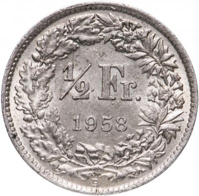 купить Швейцария 1/2 франка (franc) 1958