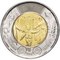 Купить Канада 2 доллара (dollars) 2014 "75 лет с начала Второй Мировой войны"