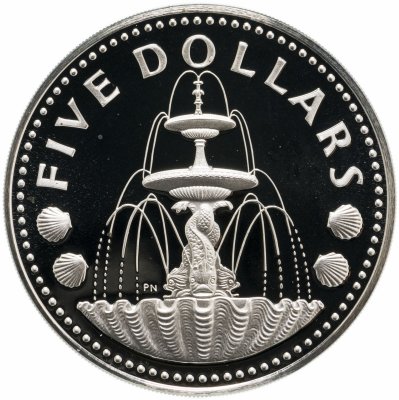 купить Барбадос 5 долларов (dollars) 1973 Фонтан