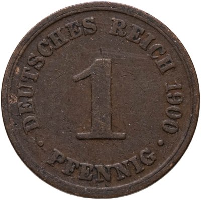купить Германия 1 пфенниг 1900, знак монетного двора: "А" - Берлин