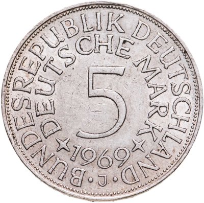 купить Германия 5 марок 1969 "J"