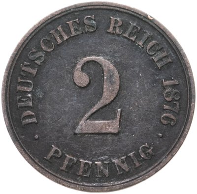 купить Германия 2 пфеннига (pfennig) 1876 А