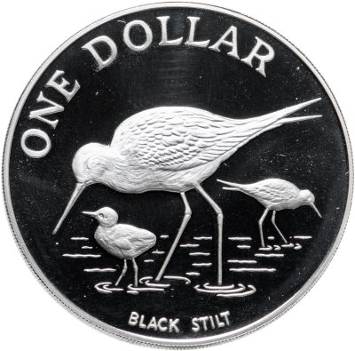 купить Новая Зеландия 1 доллар (dollar) 1985 Чёрный ходулочник