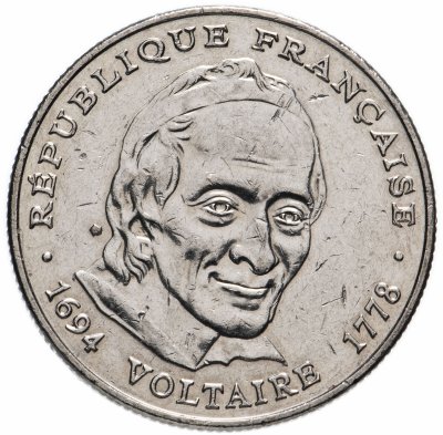 купить Франция 5 франков (francs) 1994 "300 лет со дня рождения Вольтера"