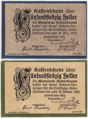 купить Австрия набор из 2 банкнот 75 геллеров 1920-1921