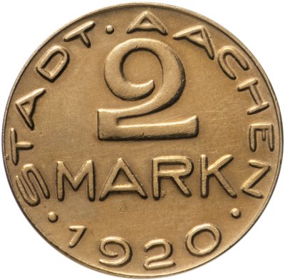 купить Германия Аахен, Рейнская провинция 2 марки 1920 нотгельд "Альфред Ретель"