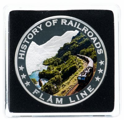 купить Либерия 5 долларов 2011 "История железных дорог - поезд Flam line", в футляре с сертификатом
