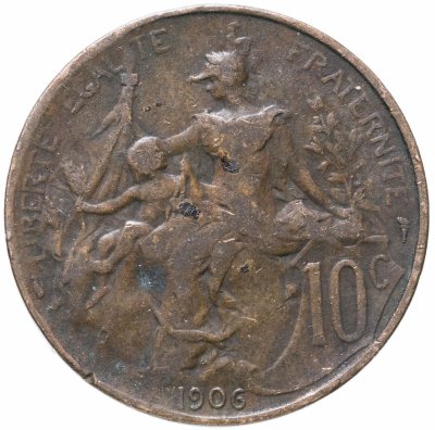 купить Франция 10 сантимов 1906