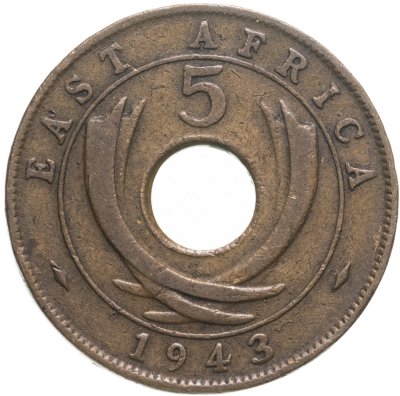 купить Британская Восточная Африка 5 центов (cents) 1943