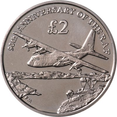 купить Южная Георгия 2 фунта 2008 "90 лет Королевским ВВС"