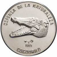 Купить Куба 1 песо (peso) 1985 "Природный заповедник - Кубинский крокодил /голова/"