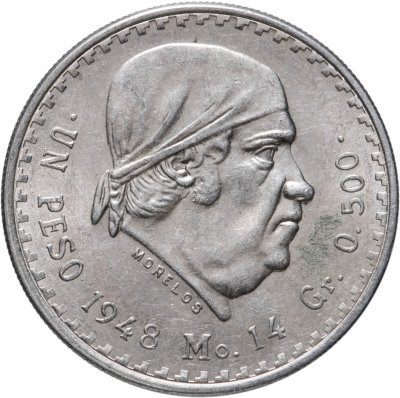 купить Мексика 1 песо (peso) 1947-1949 Хосе Морелос. случайный год