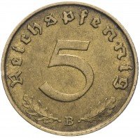 купить Фашистская Германия (Третий Рейх) 5 рейх пфеннигов 1939 "В"