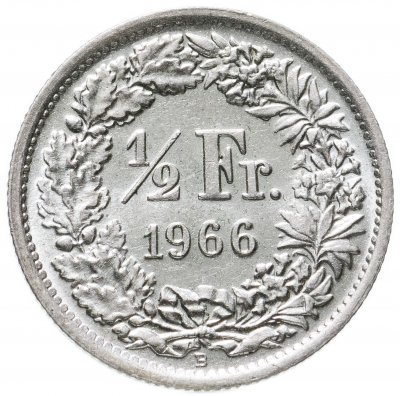 купить Швейцария 1/2 франка (franc) 1966