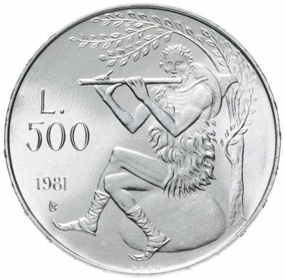 купить Сан-Марино 500 лир (lire) 1981 "2000 лет со дня смерти Вергилия, Буколики /игра на флейте"